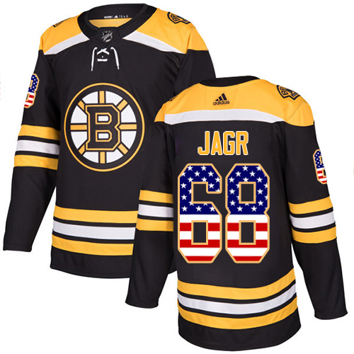 Adidas Bruins #68 Jaromir Jagr Black Home Authentic USA Flag Stitched NHL Jersey